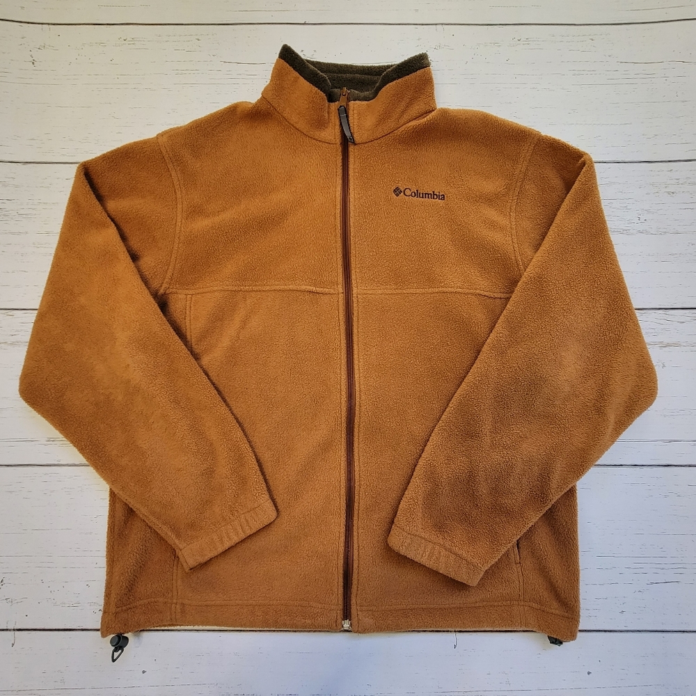 Columbia Men's Full Zip Up Technical Fleece Sweater Jacket in Brown Size Large
